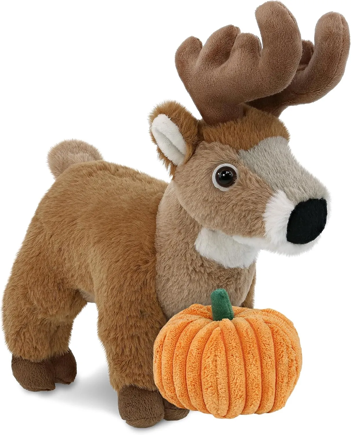 DolliBu Super Soft Standing Deer Stuffed Animal with Pumpkin Decor and Name Personalization - Pumpkin Plush Animal for Fall, Halloween and Thanksgiving, Pumpkin Toy for Baby, Kids, Adults - 9 Inches