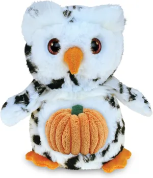 DolliBu Super Soft White Owl Bird Stuffed Animal with Pumpkin Decor - Pumpkin Plush Animal for Fall, Halloween and Thanksgiving, Pumpkin Toy for Baby, Kids, Adults - 8.5 Inches