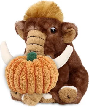 DolliBu Super Soft Wild Mammoth Stuffed Animal with Pumpkin Plush Decor - Cute Mammoth Pumpkin Plush Animal for Fall, Halloween and Thanksgiving, Pumpkin Plush Toy for Baby, Kids, Adults - 8 Inches