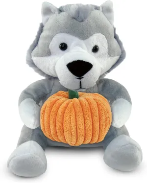 DolliBu Super Soft Wolf Stuffed Animal with Pumpkin Decor and Name Personalization - Pumpkin Plush for Fall, Halloween and Thanksgiving for Baby, Kids, Adults - 6 Inches