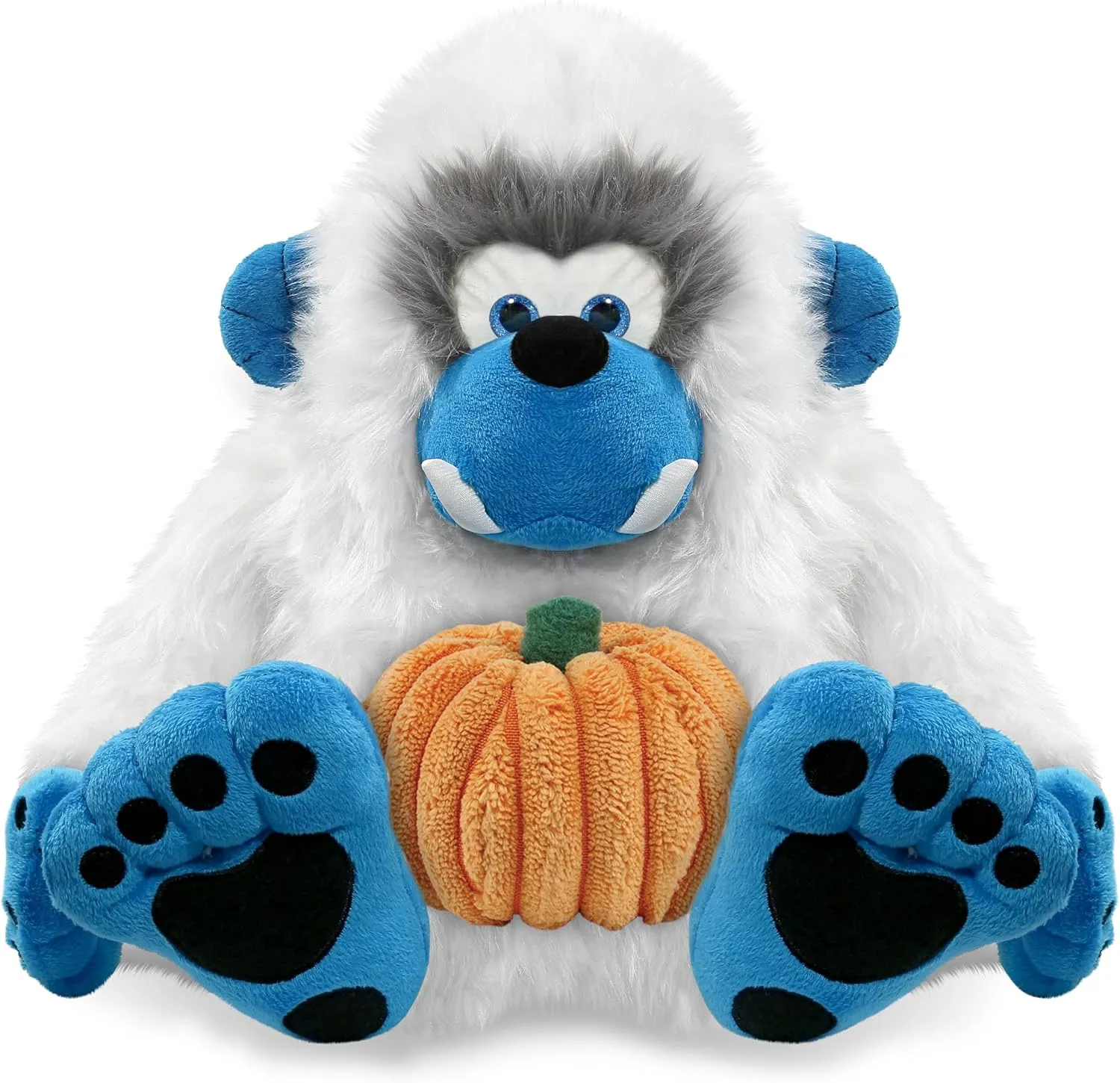 DolliBu Super Soft Yeti Stuffed Animal with Pumpkin Decor and Name Personalization - Pumpkin Plush Animal for Fall, Halloween and Thanksgiving, Pumpkin Toy for Baby, Kids, Adults - 12 Inches