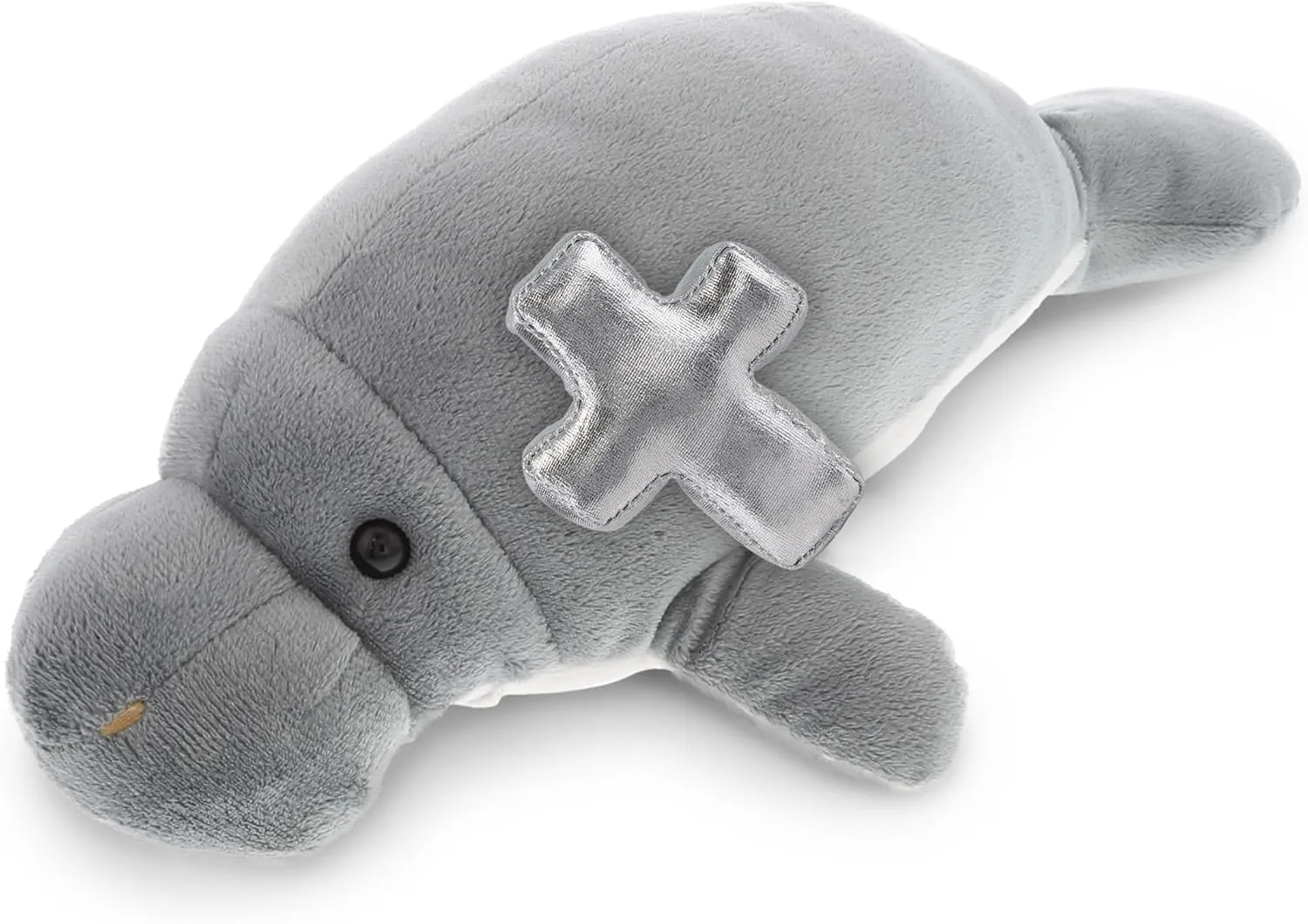 DolliBu Wild Collection Manatee Stuffed Animal with Silver Cross Plush - Religious Baptism Gifts for Boys and Girls, Dedication Christening Gifts Plush Prayer Toy Healing Teddy Bear - 9 Inches