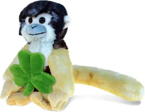 DolliBu Wild Squirrel Monkey Stuffed Animal with Green Plush Shamrock and Name Personalization, Fun St Patricks Day Stuffed Animal Monkey, Good Luck St Patricks Day Toys for Kids, Baby - 12.5 Inches