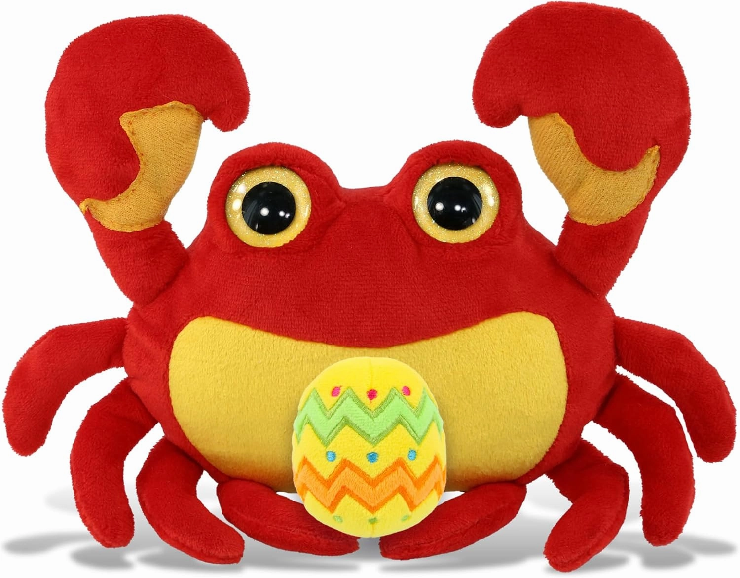 DolliBu Big Eye Crab with Yellow Easter Egg Plush and Name Personalization - Cute Stuffed Animals for Easter Basket, Easter Egg Stuffed Animal Spring Toys for Girls, Boy, Baby – 8.5 Inches