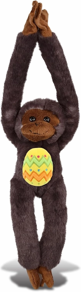 DolliBu Black Capuchin Monkey with Yellow Easter Egg Plush and Name Personalization - Cute Stuffed Animals for Easter Basket, Easter Egg Stuffed Animal Spring Toys for Girls, Boy, Baby - 21 Inches