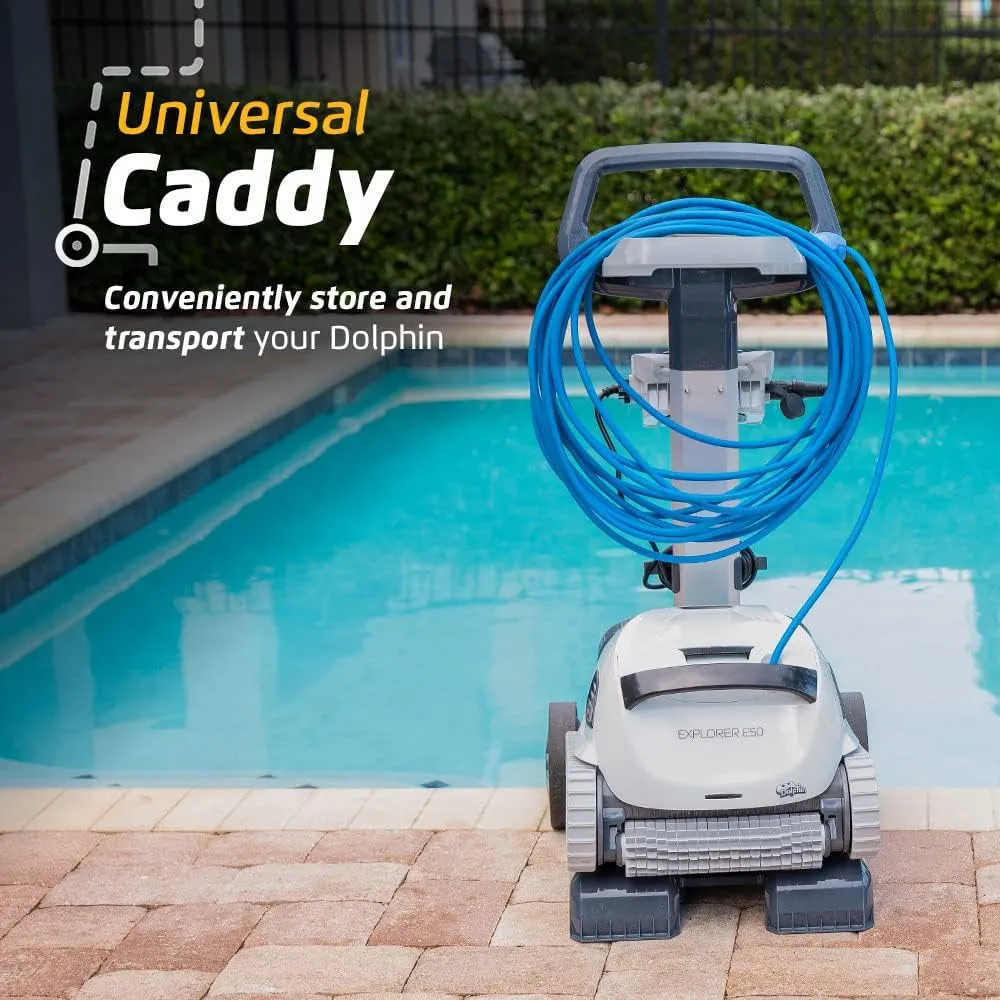 Dolphin Explorer E50 Wi-Fi Automatic Robotic Pool Vacuum Cleaner Includes Caddy for Easy Transport and Store, Ideal for Inground Pool Up to 50 Feet in Length