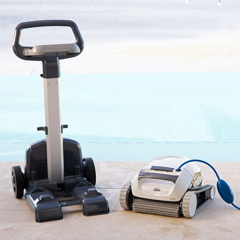 Dolphin (2025 Model) E10 Automatic Robotic Pool Vacuum Cleaner Includes Caddy for Easy Transport and Storage, Ideal for Above-Ground Pools up to 30 FT in Length