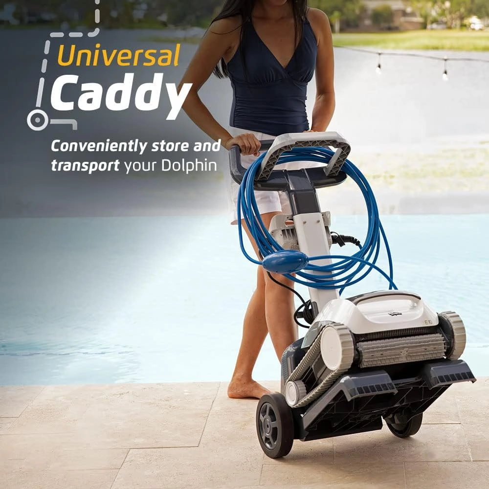 Dolphin (2025 Model) E10 Automatic Robotic Pool Vacuum Cleaner Includes Caddy for Easy Transport and Storage, Ideal for Above-Ground Pools up to 30 FT in Length