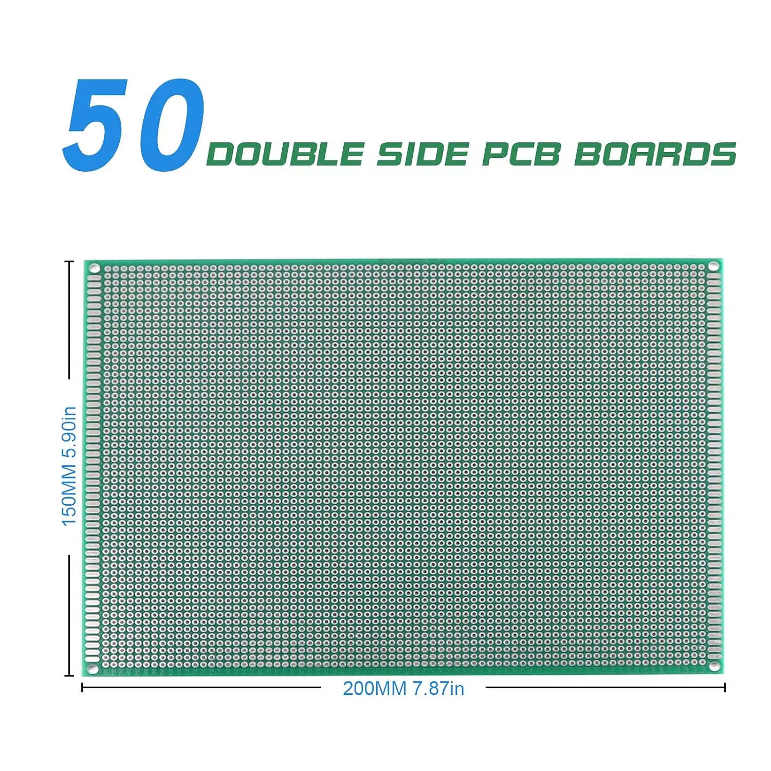 Double Sided PCB Board,D DZRCOXI Large PCB Circuit Board Protoboard 50Pcs 15X20CM for DIY Soldering Electronic Projects Compatible with Arduino Kits (15X20CM-50Pcs)