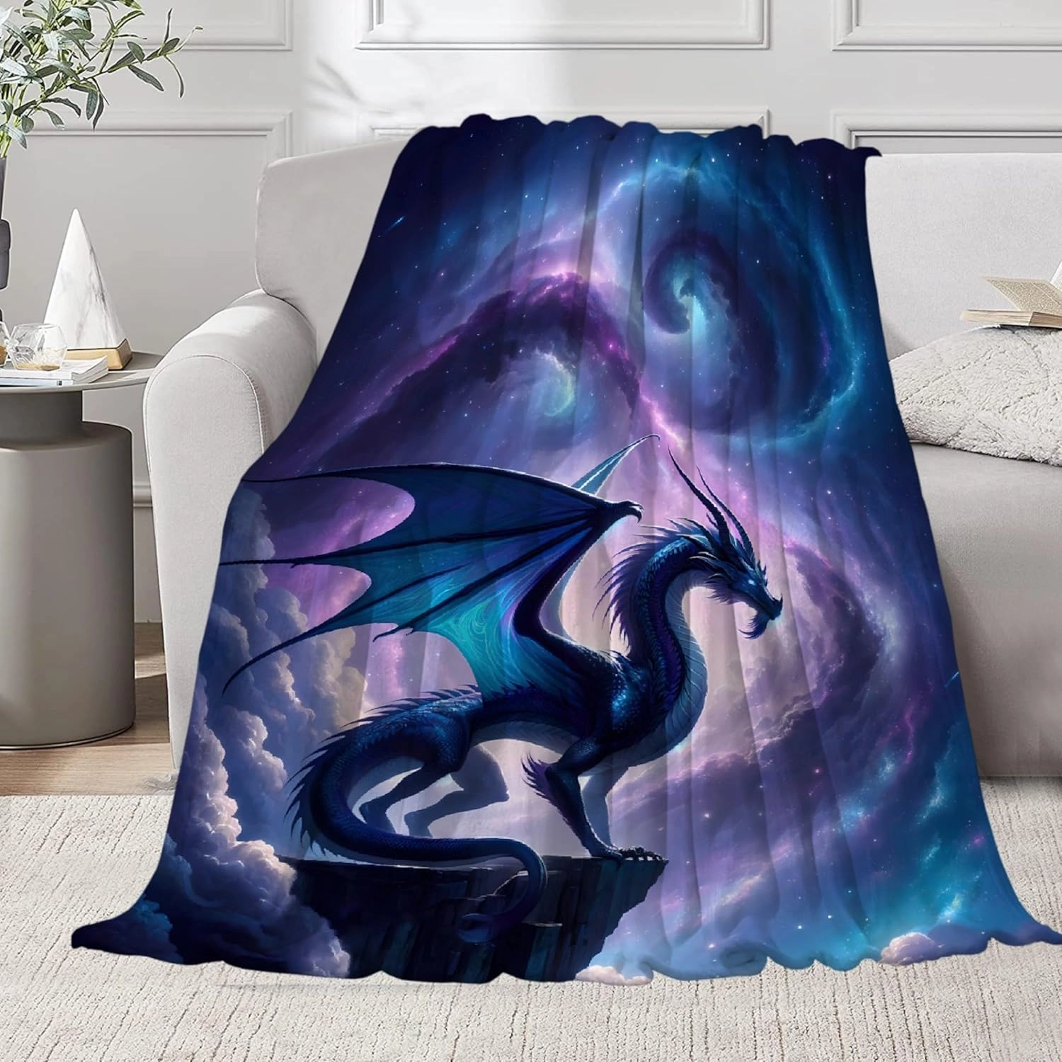 Dragon Blanket Gift for Woman Man Girls Boys Dragon Gift for Blue Dragons Lovers Soft Flannel Blanket for Living Room Sofa Couch Decor - 40"x50" for Kids/Children