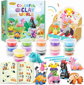Drama Planet Kids Air Dry Clay Kit - Magic Clay Set with 18 Cans, 26 Project Tutorials & 4 Themed Instructional Guides