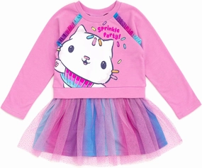 DREAMWORKS GABBY'S DOLLHOUSE Pandy Paws Cakey Cat Girls French Terry Dress Toddler to Big Kid