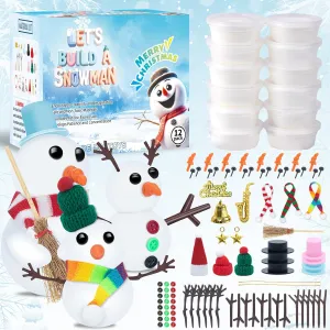 DSDFDS 12 Pack Christmas Craft - DIY Snowman Making Set for Kids, Creative Air Dry Modeling Clay, Build a Snowman Kit for Christmas Decorations Gifts Xmas Activities Holiday Favor Supplies