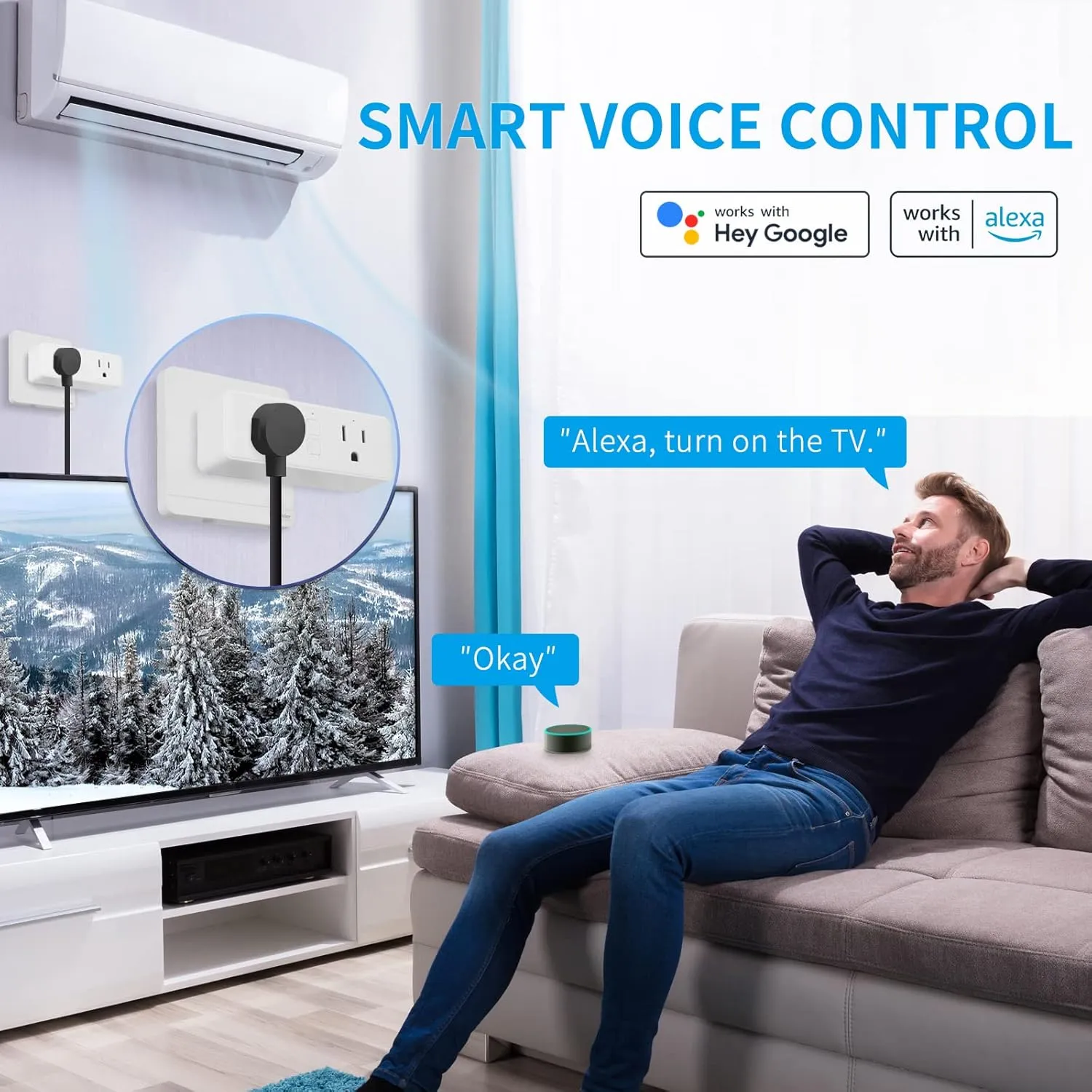 Dual Smart Plug, 15A WiFi Outlet Extender, Smartlife App Control, Schedule Timer Function, 2-in-1 Compatible with Alexa, Google Home Assistant, No Hub Required, ETL&FCC, 2.4G WiFi Only, 2-Pack