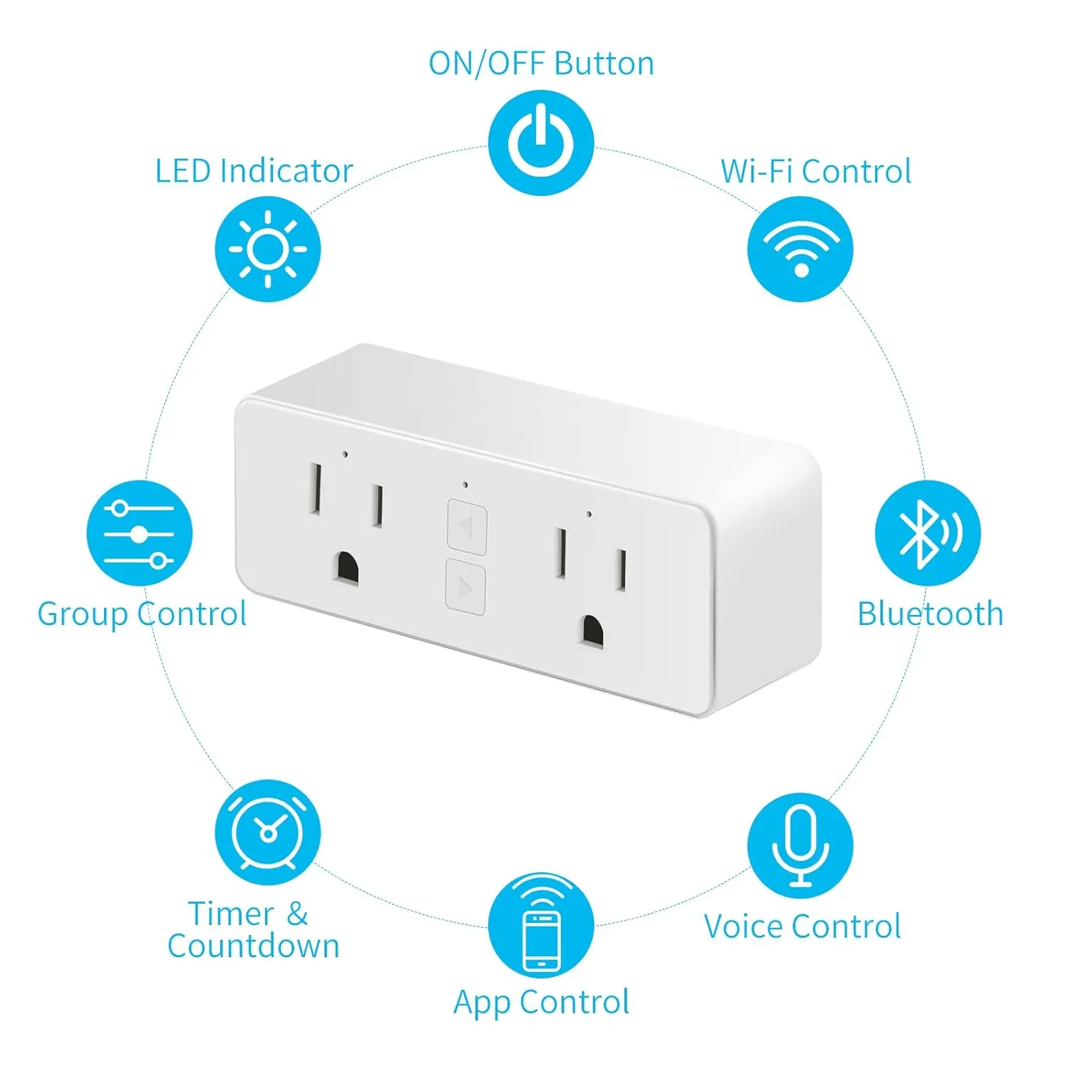 Dual Smart Plug, 15A WiFi Outlet Extender, Smartlife App Control, Schedule Timer Function, 2-in-1 Compatible with Alexa, Google Home Assistant, No Hub Required, ETL&FCC, 2.4G WiFi Only, 2-Pack