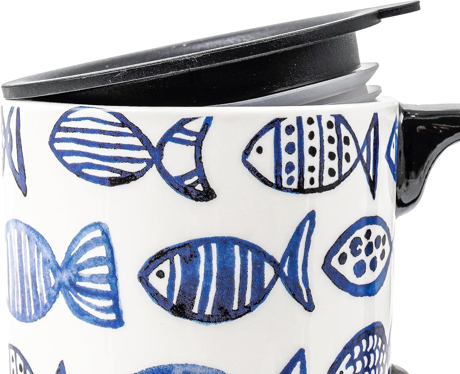 DUSVALLY Ceramic Coffee Cup Coffee Mug for Office and Home, Unique Painted with mug, Flower Mug,17oz.Large Cups,Fish,Gifts for Mom