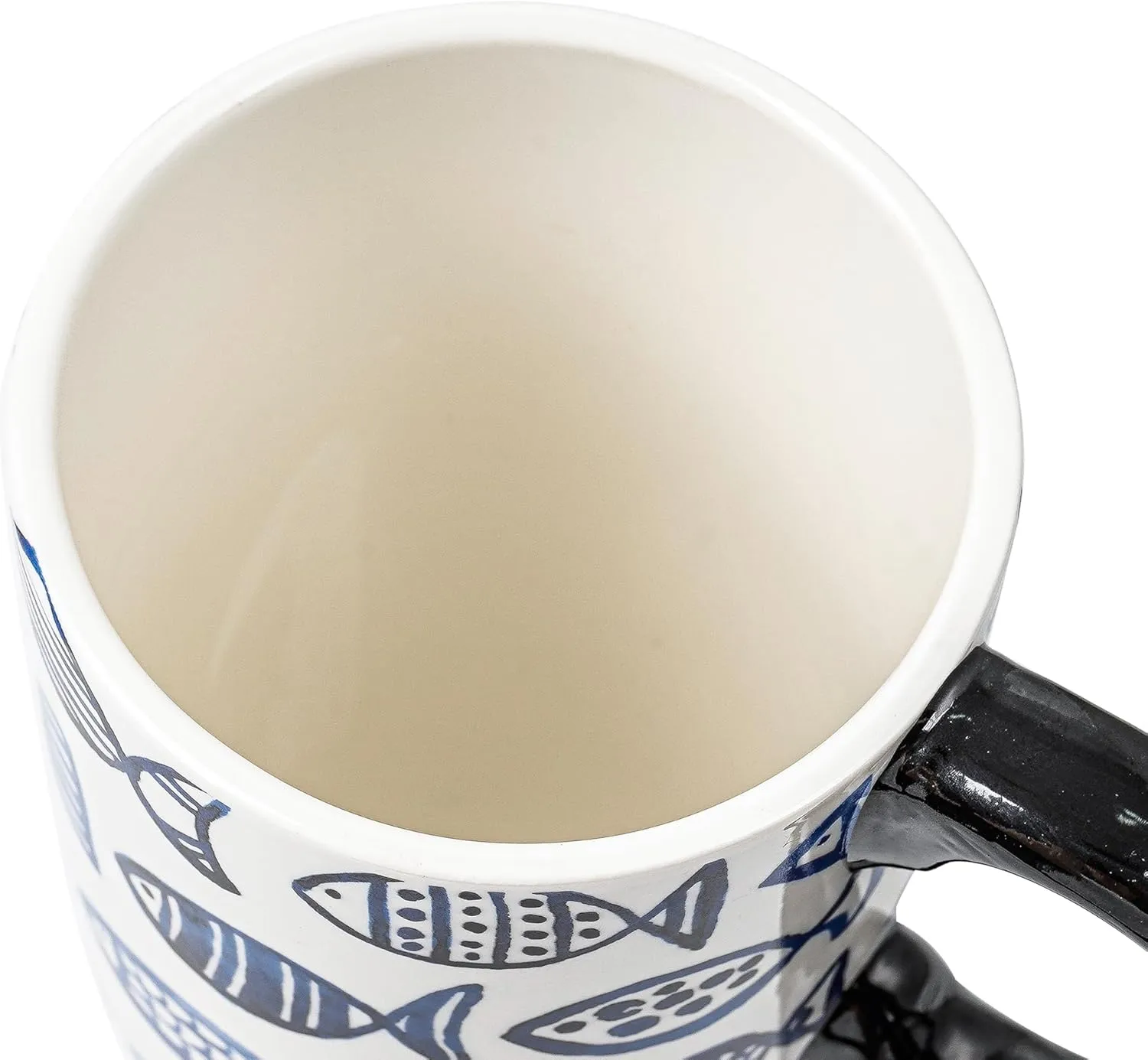 DUSVALLY Ceramic Coffee Cup Coffee Mug for Office and Home, Unique Painted with mug, Flower Mug,17oz.Large Cups,Fish,Gifts for Mom