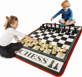EasyGo Giant 3' X 4' Mat Chess Game � Indoor Outdoor Family Game � Lawn Game �Piece Range From 3-6" Tall