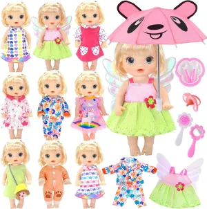 Ebuddy Baby Doll Clothes & Accessories - 16 Pack with 12 & 14 Inch Doll Sizes