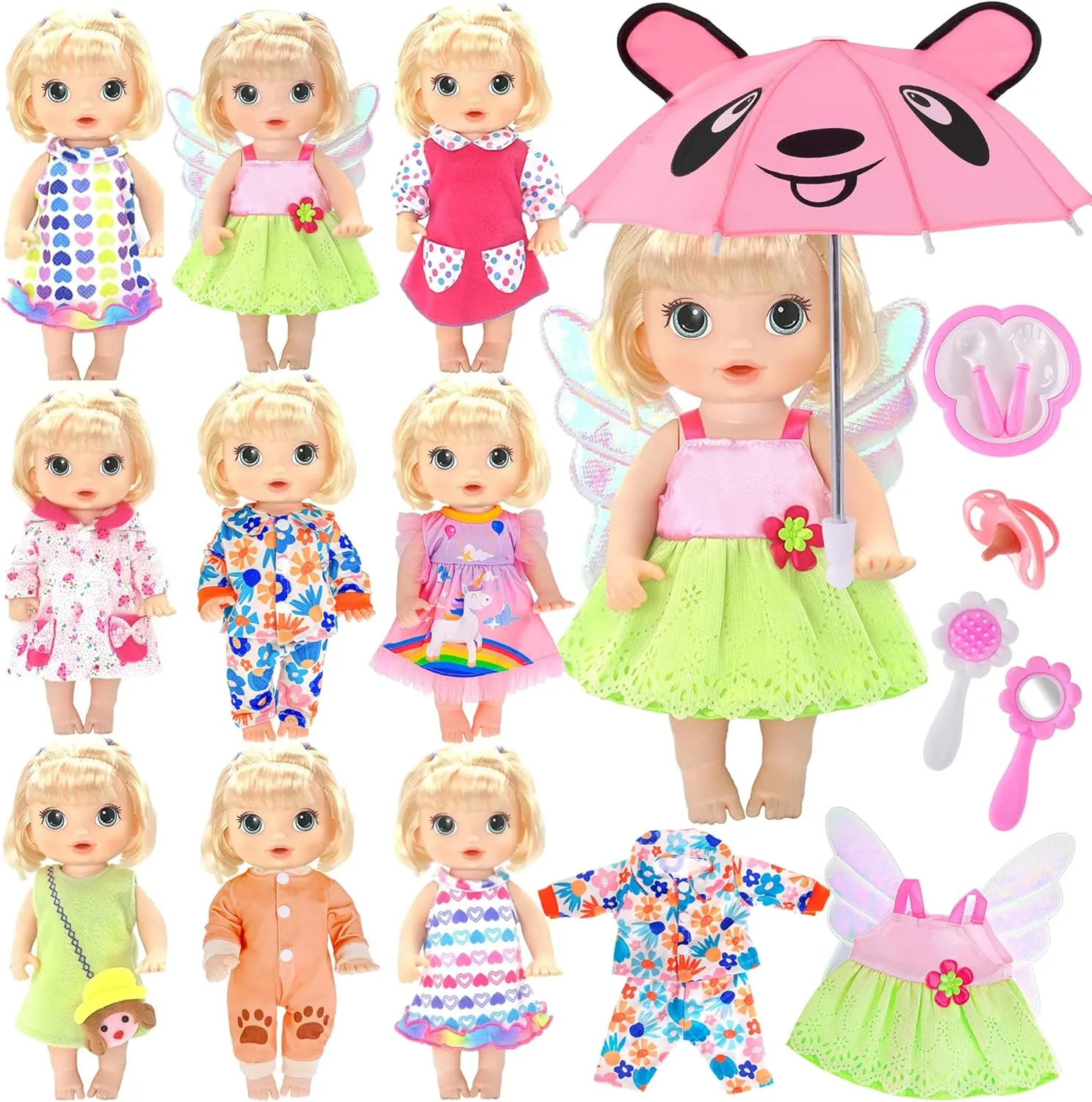 Ebuddy Baby Doll Clothes & Accessories - 16 Pack with 12 & 14 Inch Doll Sizes
