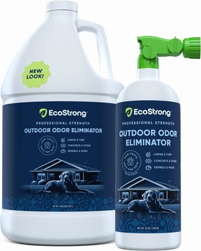 Eco Strong Outdoor Odor Eliminator Outside Dog Urine Enzyme Cleaner Powerful Pet, Cat, Animal Scent Deodorizer | Professional Strength for Yard, Turf, Kennels, Patios, Decks (160 oz Bundle w Sprayer)