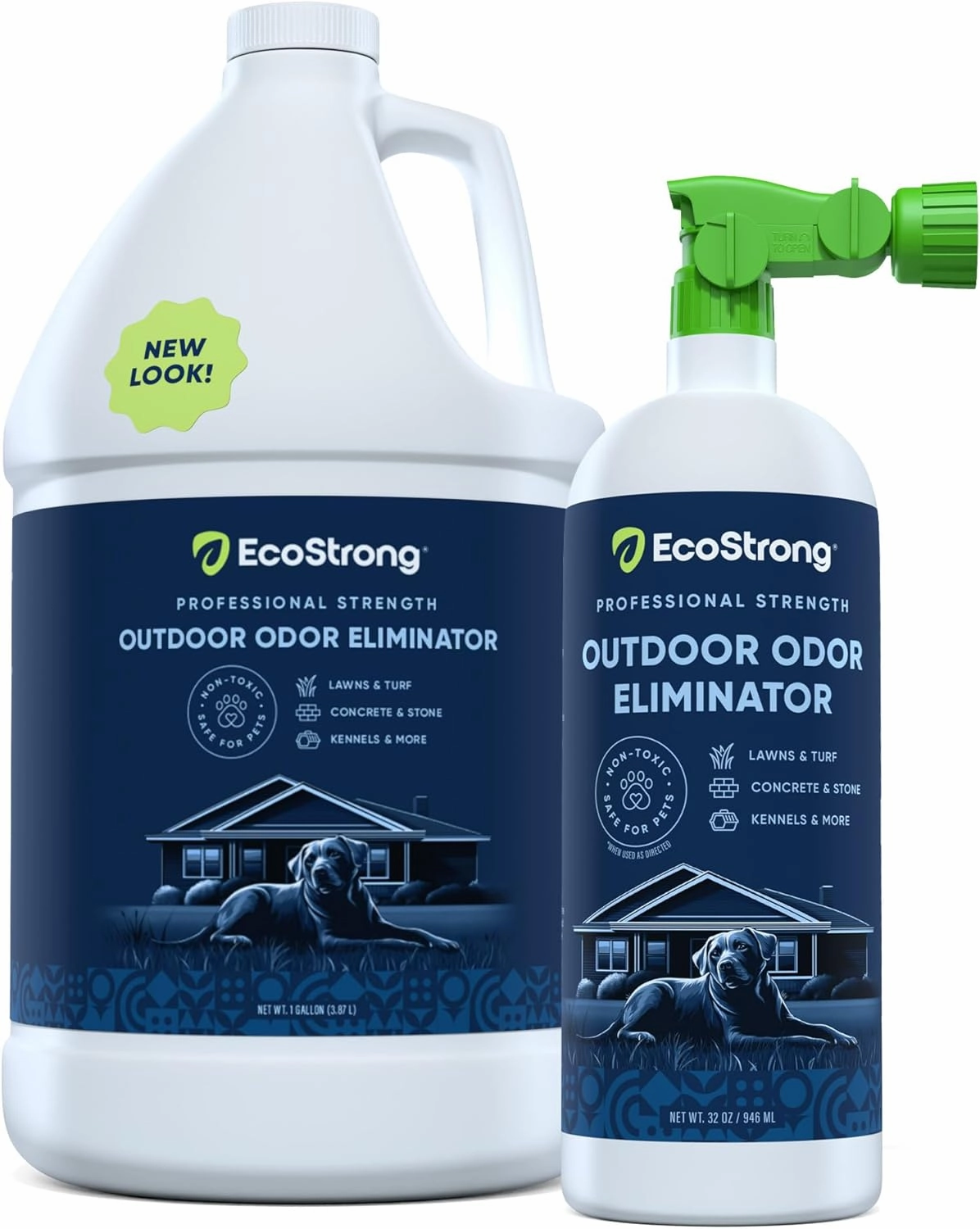Eco Strong Outdoor Odor Eliminator Outside Dog Urine Enzyme Cleaner Powerful Pet, Cat, Animal Scent Deodorizer | Professional Strength for Yard, Turf, Kennels, Patios, Decks (160 oz Bundle w Sprayer)