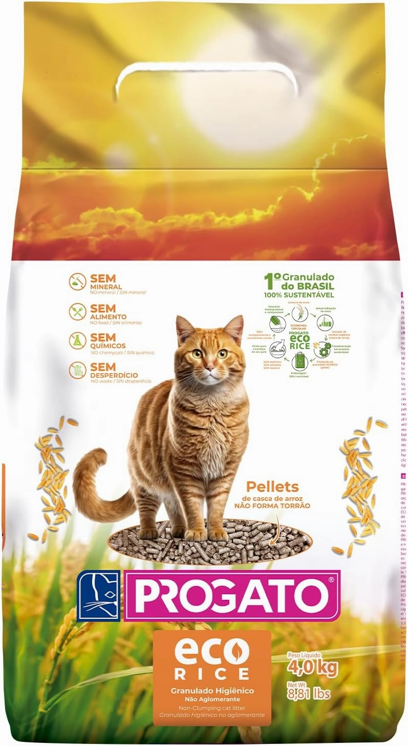 ECORICE Non Clumping Cat Litter, Made from Organic Rice Residue, Biodegradable with No Minerals and No Chemicals, 100% Sustainable, 8.8LBS