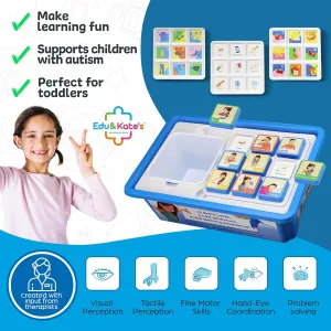Edu&Kate’s Alphabet Early Learning Toys - ABC Educational Toy for Preschoolers & Kids with Autism - 27 Pcs, 3 Boards   Activity Box - Perfect as Montessori Speech Therapy Materials - Stage 2
