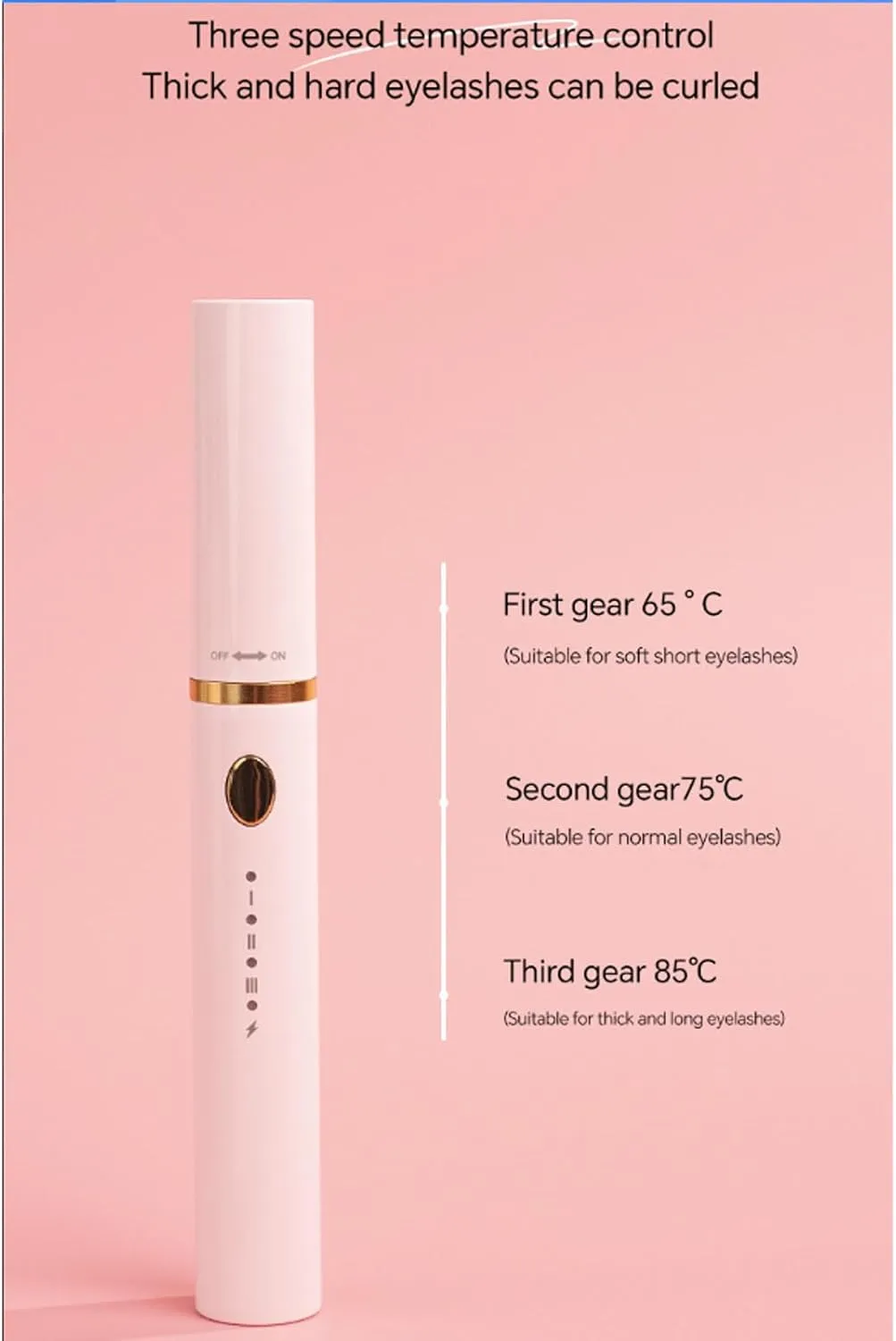 Electric Eyelash Curler Smart Temperature Controlled Long Lasting Mini Lash Curler Women (Pink)