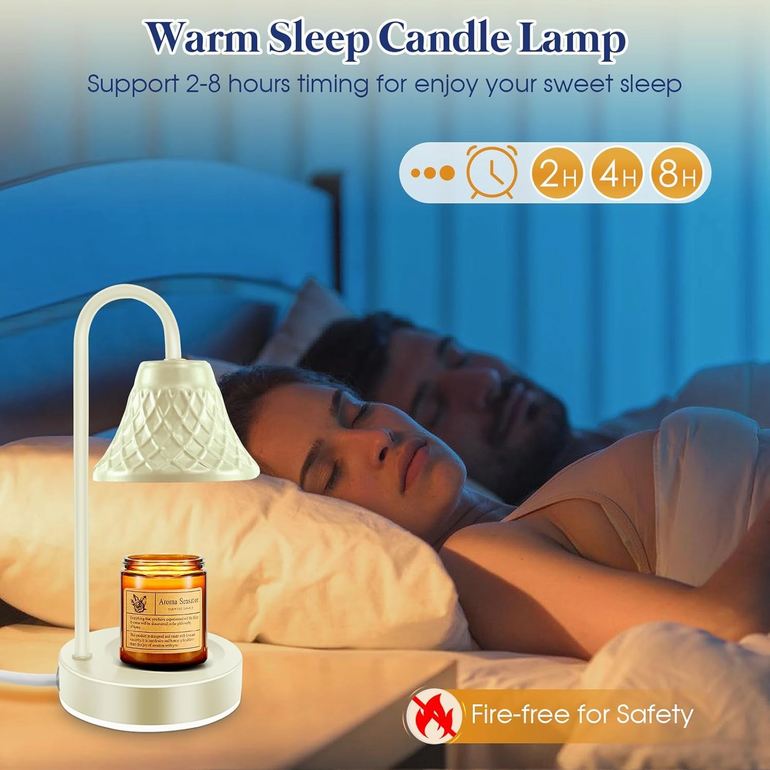 Electric Candle Warmer Lamp with Timer: Dimmable Candles Light with 2 Bulbs for Home Decor - Scented Wax Melt Warmers (White)