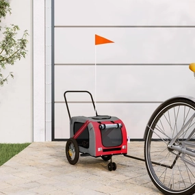 Enhance Pet Travel with Convenient Bike Trailer, Durable Fabric and Iron Construction, Safety Features Included, Red and Black