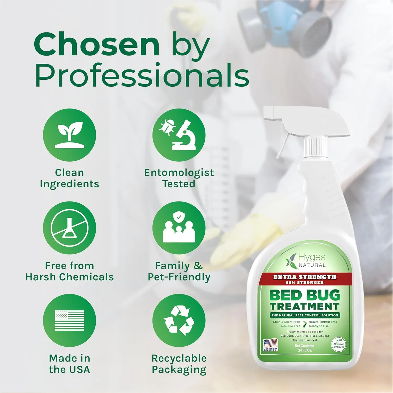 Extra Strength Bed Bug & Mite Spray - Child & Pet Friendly - Stain & Odor Free - 66% Stronger Formula (24 oz)