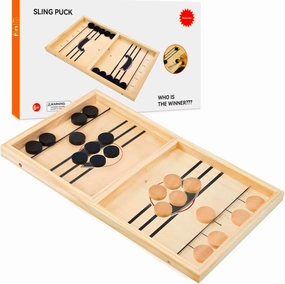 Extra Large Fast Sling Puck Game, Fast Sling Puck Board Game, Wooden Hockey Game Sling Puck for Kids and Adults