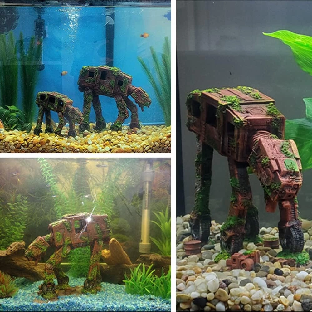 fazhongfa Fish Tank Decorations Star Wars Aquarium Accessories Small to Large Fish Tank Resin Decor for Betta Goldfish Hideouts Cave Hide Ornament Backgrounds (at-Small)