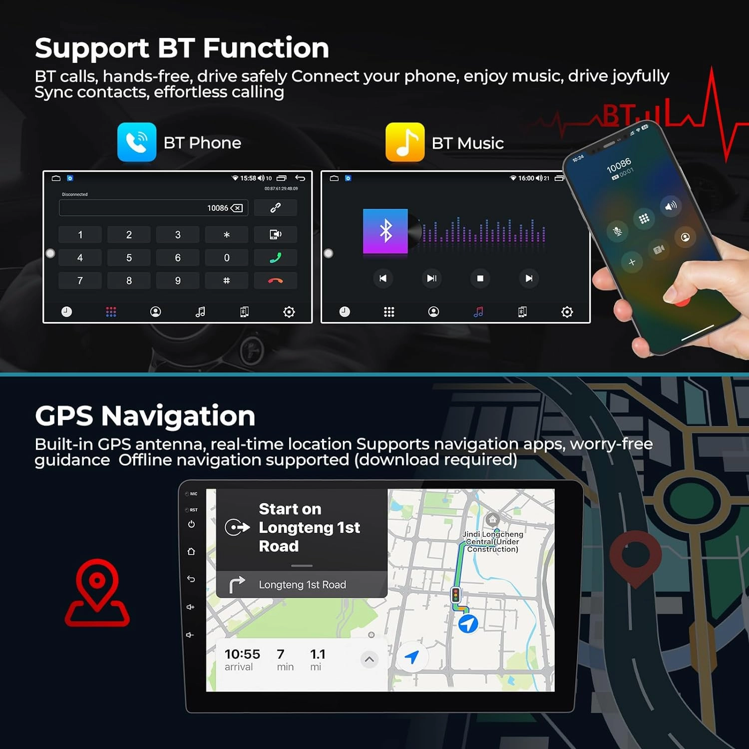 FELLOSTAR Touch Screen Stereo for 1999-2005 BMW 3 Series E46 323ci 325ci 330ci 318i 328i 330xi M3 Radio Replacement 9 Inch Stereo Carplay & Android Auto with BT/WiFi/Microphone/Steering Wheel Control