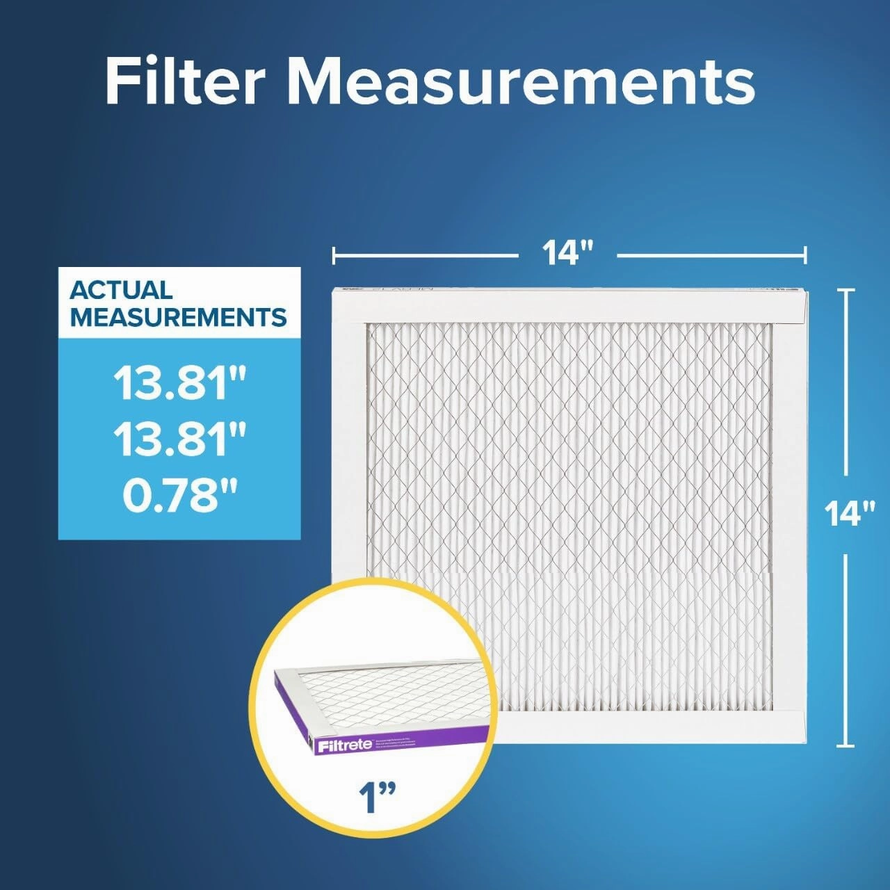 Filtrete 14x14x1 AC Furnace Air Filter, MERV 12, MPR 1500, CERTIFIED asthma & allergy friendly, 3 Month Pleated 1-Inch Electrostatic Air Cleaning Filter, 2-Pack (Actual Size 13.81x13.81x0.78 in)
