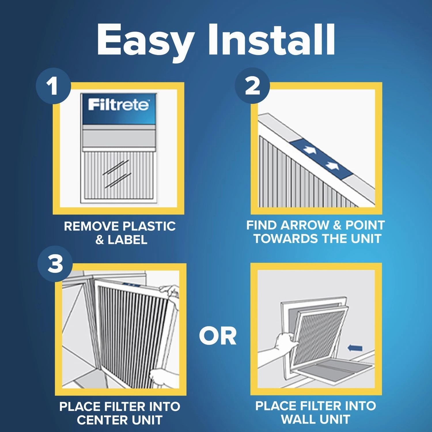 Filtrete 16x20x1 AC Furnace Air Filter, MERV 12, MPR 1500, CERTIFIED asthma & allergy friendly, 3 Month Pleated 1-Inch Electrostatic Air Cleaning Filter, 4-Pack (Actual Size 15.69 x 19.69 x 0.78 in)