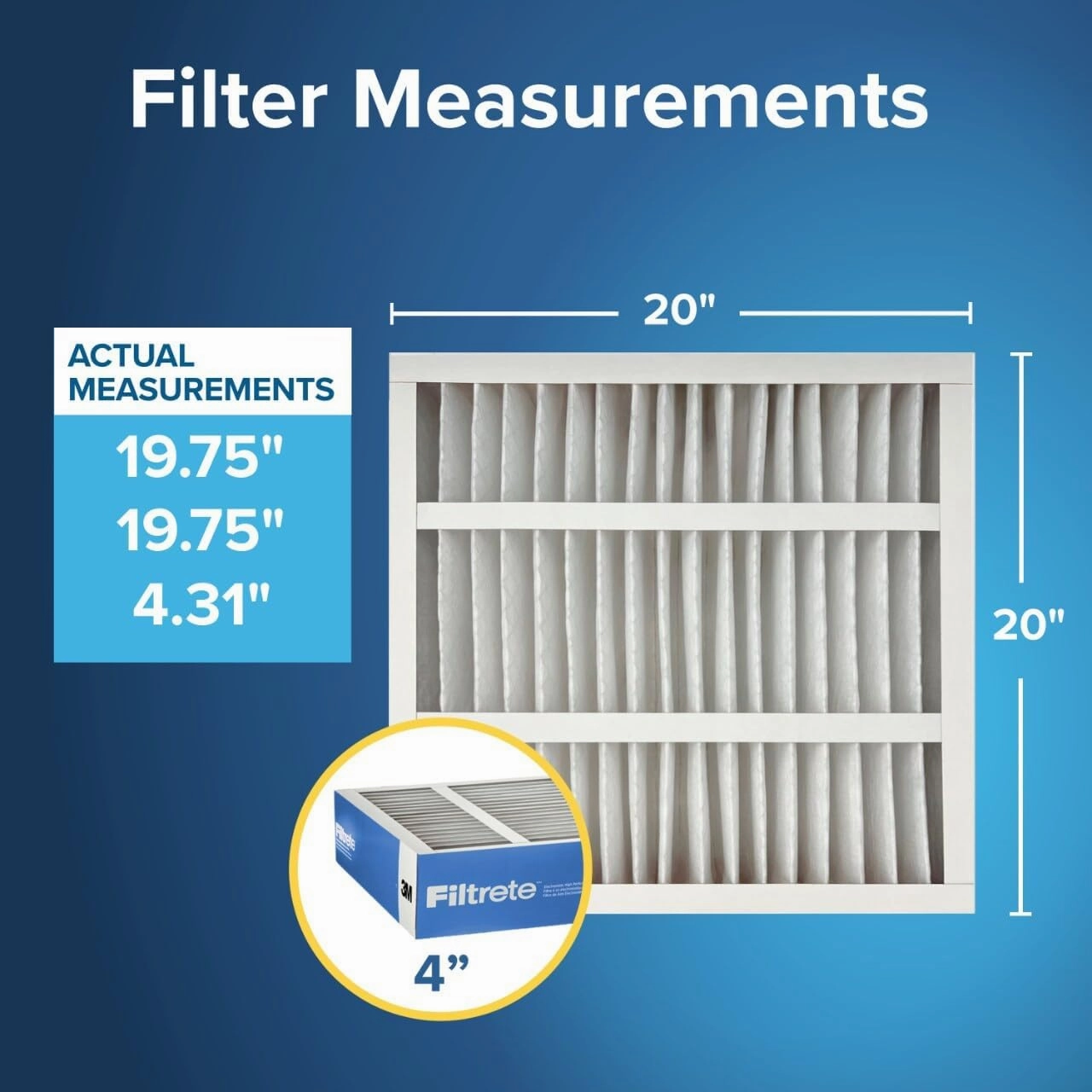 Filtrete 20x20x4 AC Furnace Air Filter, MERV 13, MPR 1900, Fits Honeywell Devices, CERTIFIED Asthma & Allergy Friendly, Premium Allergen, Bacteria & Virus, 2-Pack (Actual Size 19.75 x 19.75 x 4.31 in)