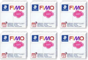 FIMO Soft Polymer Oven Bake Modelling Clay - 57g Blocks - Set of 6 - White