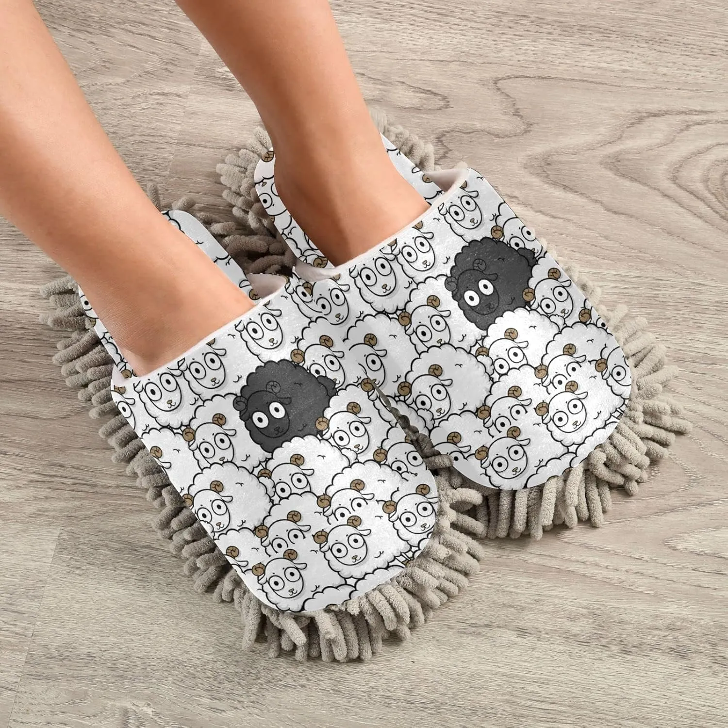 Fisyme Mop Slippers Soft Washable Microfiber Super Chenille Mopping House Home Shoes Mop Slippers for Floor Cleaning