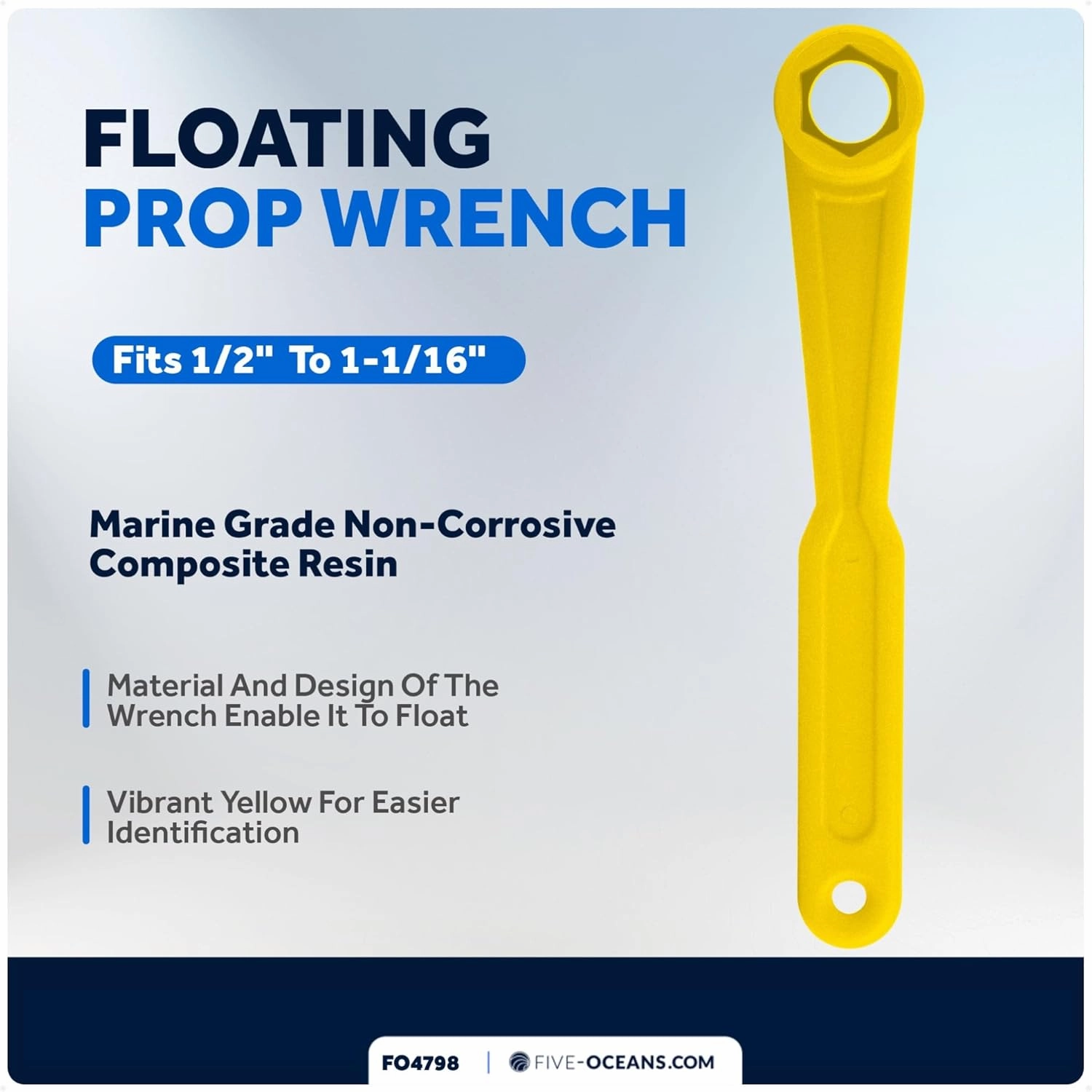 Five Oceans Universal Prop Wrench Kit with Multiple Sockets, Floating Boat Propeller Wrench Nuts for Outboards and Stern Drives, Ideal Pontoon, Sport and Fishing Boat