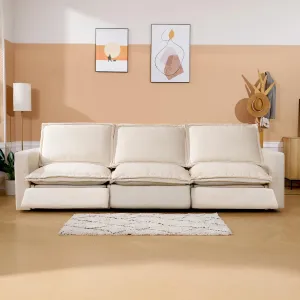 FLEXISPOT XMS4 Power Reclining Sofa, 116.1" Width Oversized 3-Seater Sofa, Reclining Sectional Couches for Living Room, Fixed Center Seat, USB Port, Cloud Couch, Wall Hugger, Beige Fabric