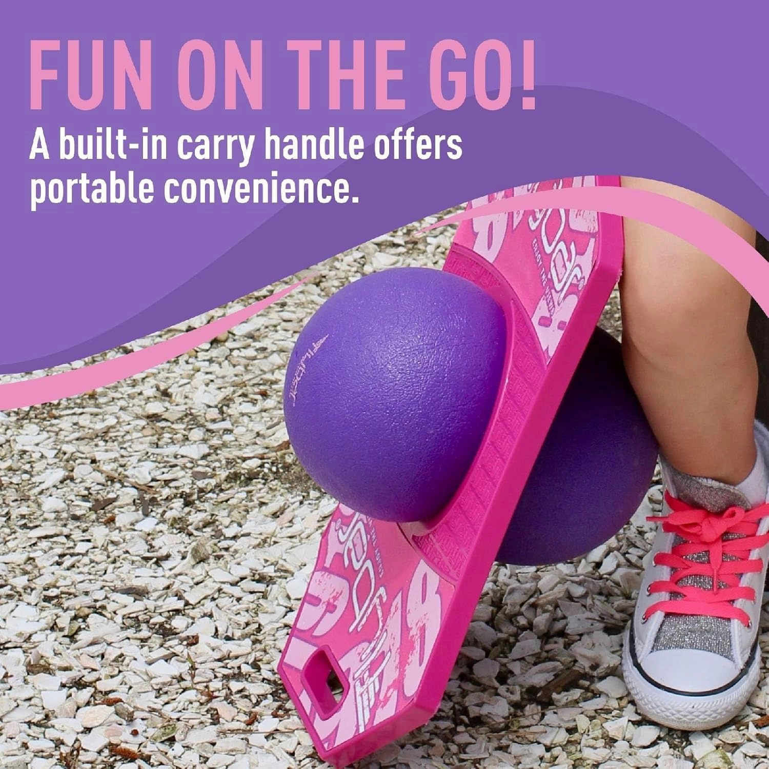 Flybar Pogo Trick Ball for Kids, Bounce Board for Boys and Girls Ages 6 , Up to 160 lbs, Includes Pump, Easy to Carry Handle, Durable Plastic Deck Indoor, Outdoor Toy Pogo Jumper,