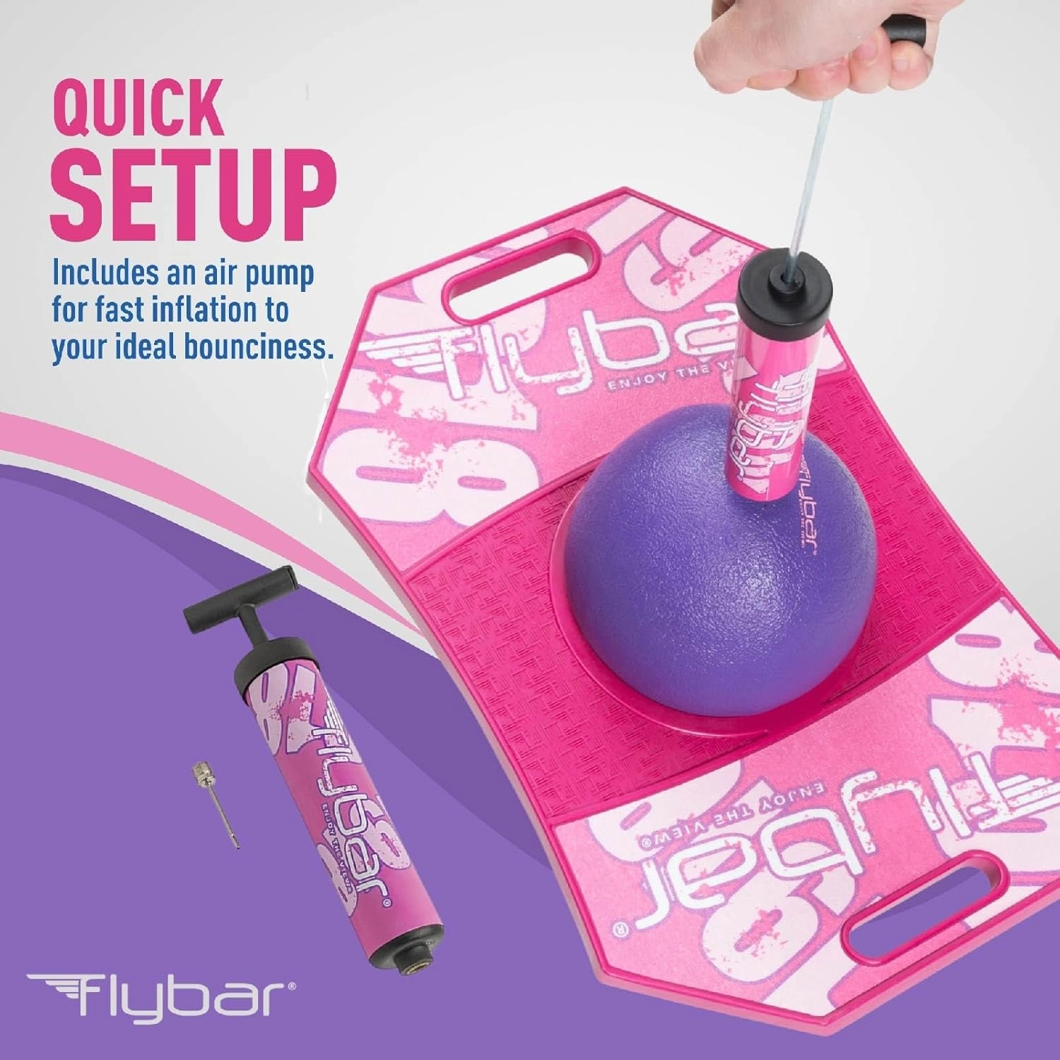 Flybar Pogo Trick Ball for Kids, Bounce Board for Boys and Girls Ages 6 , Up to 160 lbs, Includes Pump, Easy to Carry Handle, Durable Plastic Deck Indoor, Outdoor Toy Pogo Jumper,