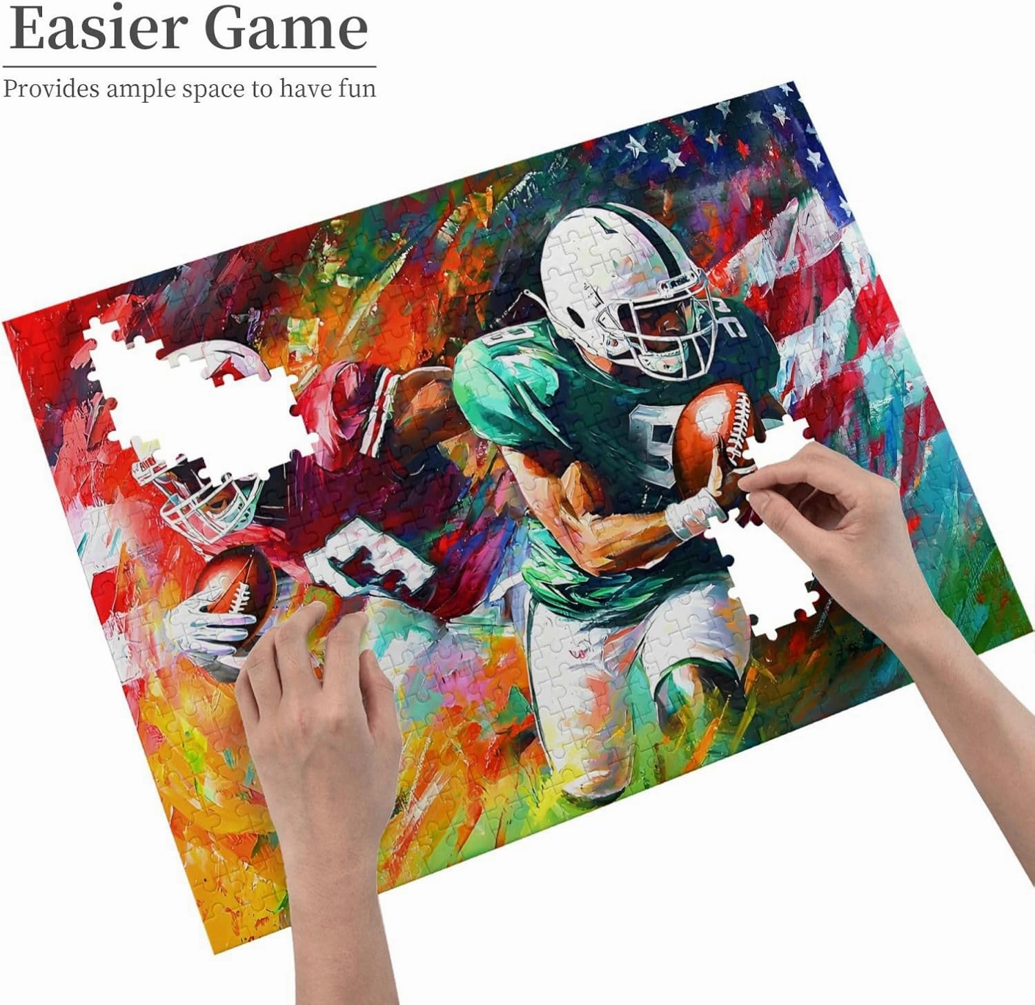 Football Puzzle American Football Athletics 500 Piece Jigsaw Puzzles for Adults Graffiti Ball Sports Wooden Puzzles for Challenging Family Activity Games