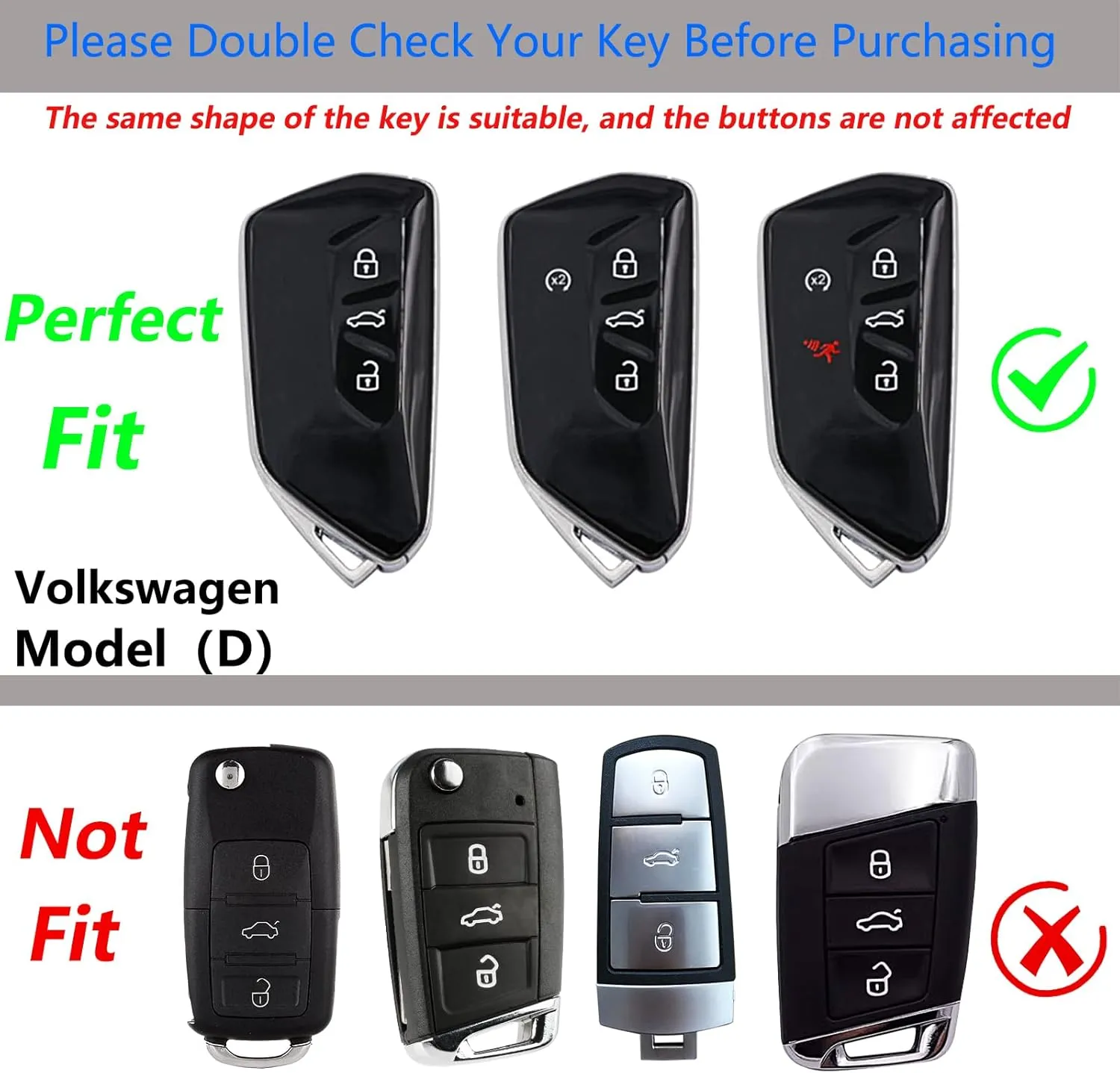 for Volkswagen Key Fob Cover with Keychain,Stylish and Durable Zinc Alloy Protection Key Case Compatible with VW ID3 ID4 MK8 Golf GTI Skoda Octavia Remote Key Shell Accessories