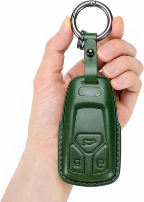 for Audi Key Fob Cover Genuine Leather with Keychain,Leather Key Case Protector Compatible with Audi A4 Q7 Q5 TT A3 A6 SQ5 SQ7 R8 S5 Smart Key Anti-dust Full Protection