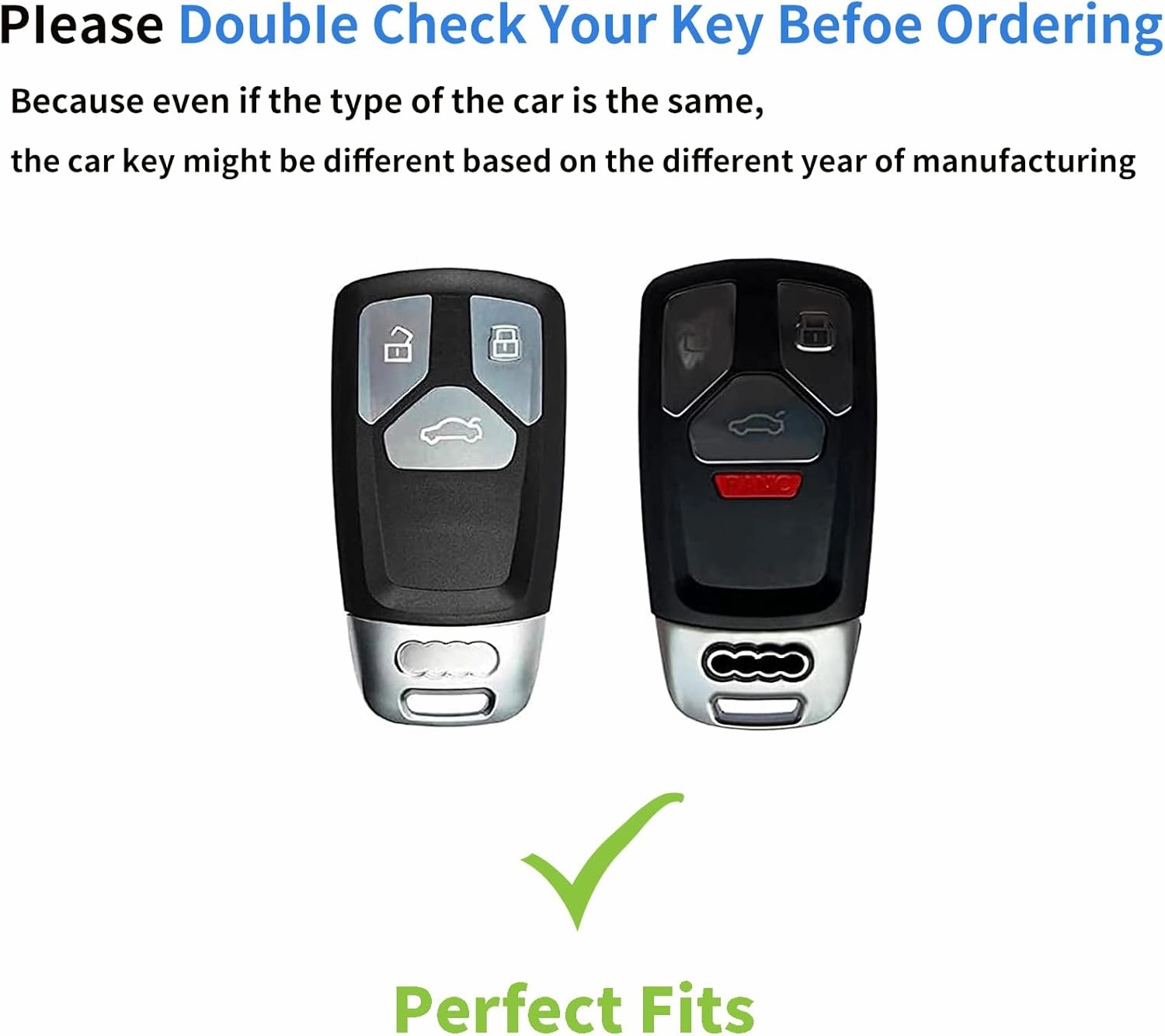 for Audi Key Fob Cover Genuine Leather with Keychain,Leather Key Case Protector Compatible with Audi A4 Q7 Q5 TT A3 A6 SQ5 SQ7 R8 S5 Smart Key Anti-dust Full Protection