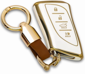 for Lexus Key fob Cover Keychain KeyCase Compatible with 2018-2024 ES350 RX350h LC500h LS500h UX200 UX250h ES250 ES300h GX460 NX350 NX450(White)