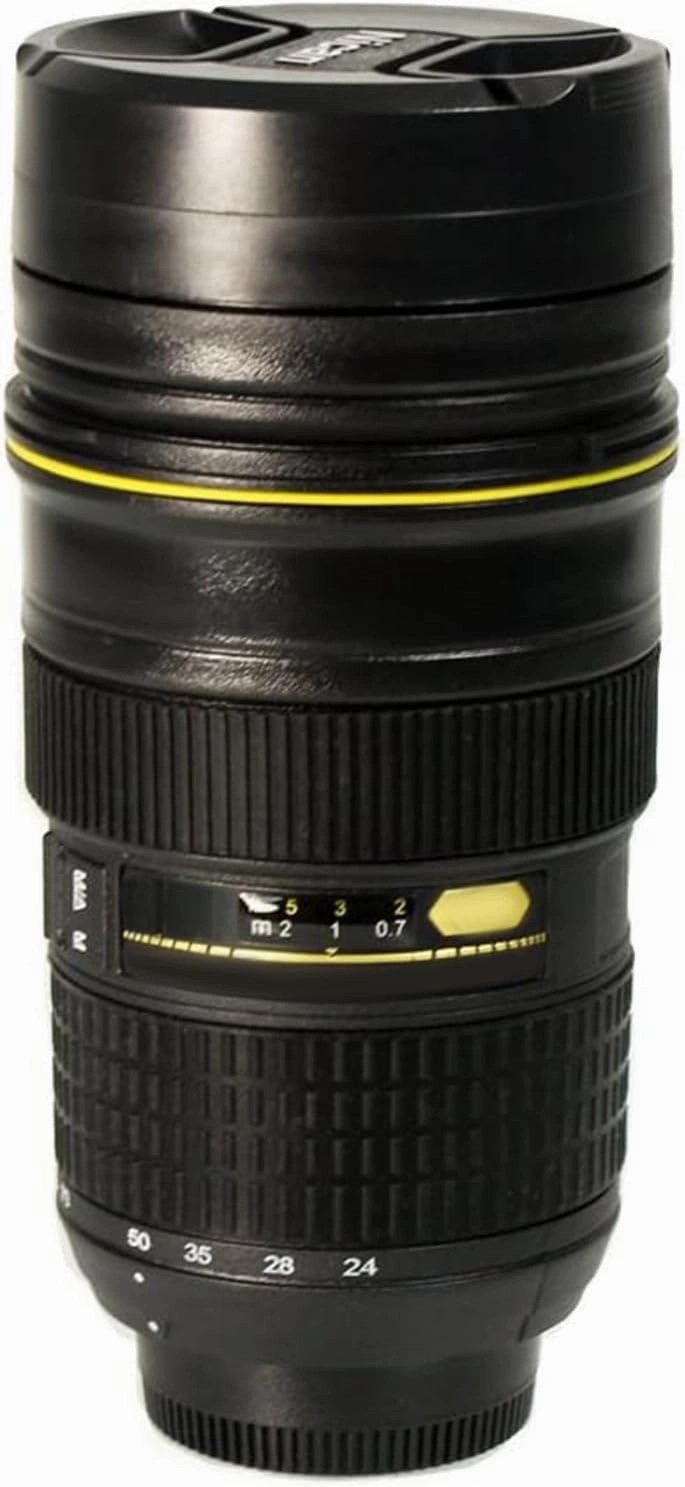 Foto&Tech Travel Coffee Mug / Cup / Thermos Lenscup / Lens Cup Stainless Steel Insulated Tumbler (Modeling 1:1 Nikon AF-S 24-70mm f/2.8G ED Camera Lens Cup 14.5 Ounce, Black)